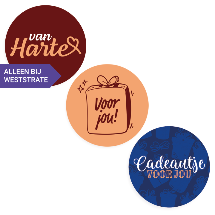 Geschenk etiket, 50mm rond, cadeau, drieluik (500 stuks) - 0