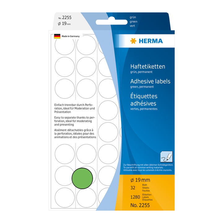 Etiket herma 2255 rond 19mm groen - 0