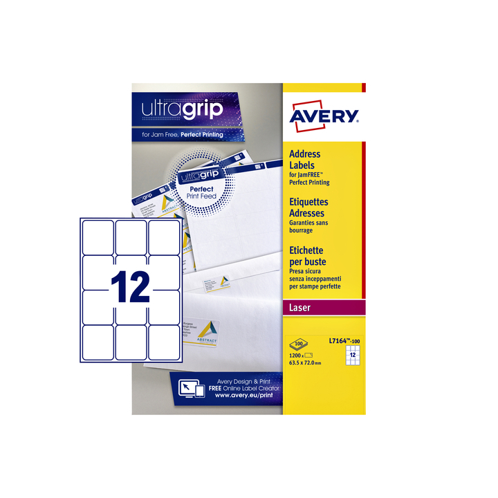 Etiket avery l7164-100 63.5x72mm 1200st - 0