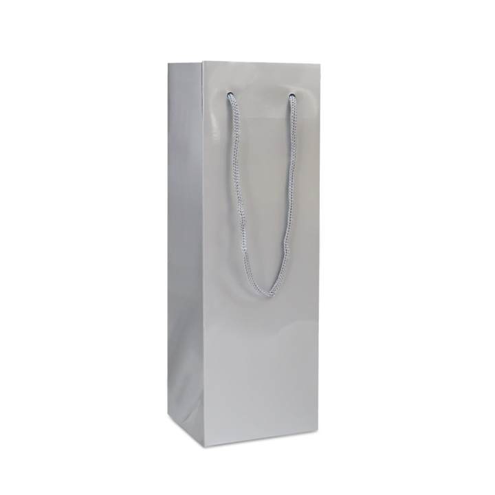Luxe draagtas, fles, papier, 12+10x35, glans-zilver (100 st) - 0