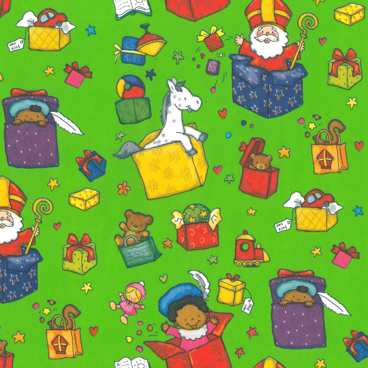 Cadeaupapier Sint, 30cm x 200 meter, D90012, groen - 0