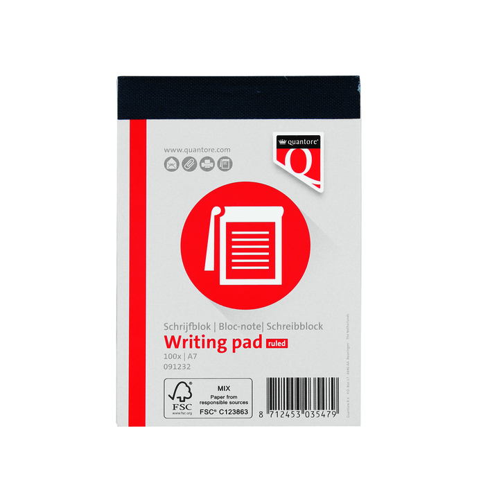 Quantore, schrijfblok A7, 60 gram, gelinieerd, 100 vel - 0