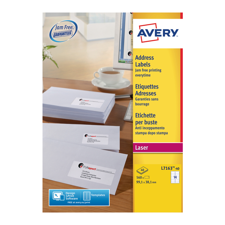 Etiket avery l7163-40 99.1x38.1mm 560st - 0