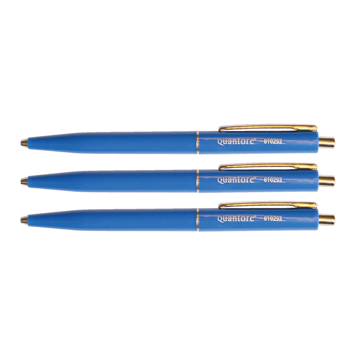 Balpen quantore retractable en metalen clip blauw - 0