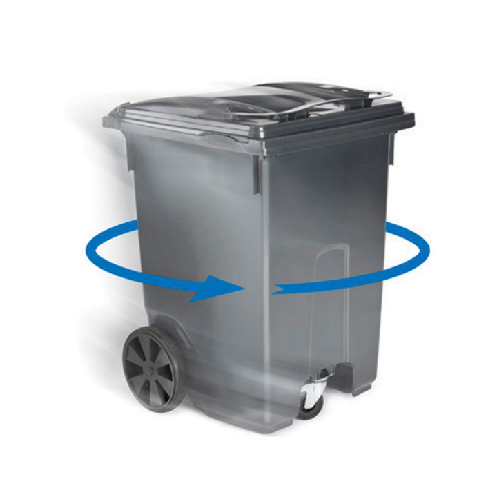Rolcontainer met zwenkwiel, 360 liter, grijs, VB 400400 - 3
