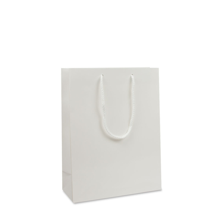 Luxe draagtas, papier, 25+11x33cm, glans-wit (100 stuks) - 0