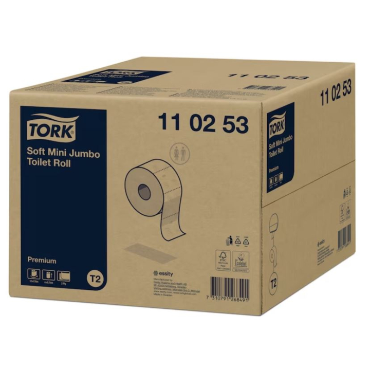 Tork Premium | Mini Jumbo Toiletpapier | 170 Meter | 2-Laags | T2 | Wit | 110253 (12 stuks) - 0