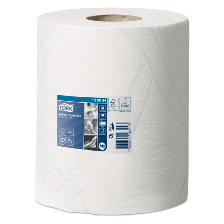 Tork Premium | Midi Poetsrol | 125 Meter | 2-Laags | Cellulose | M2 | Wit | 130044 (6 stuks) - 1