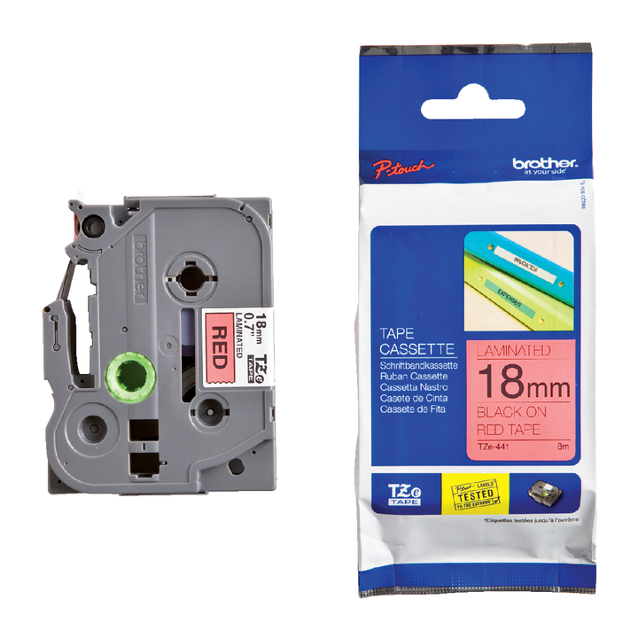 Lettertape brother p-touch tz441 18mm rood/zwart - 0