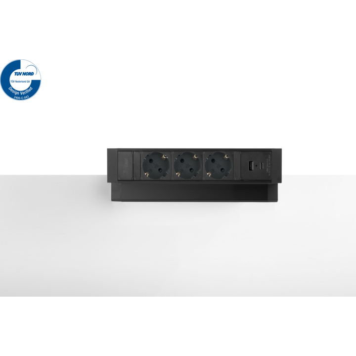 Filex, Power Desk Up 2.0, 3x 230V, 1x USB A+C, zwart - 0