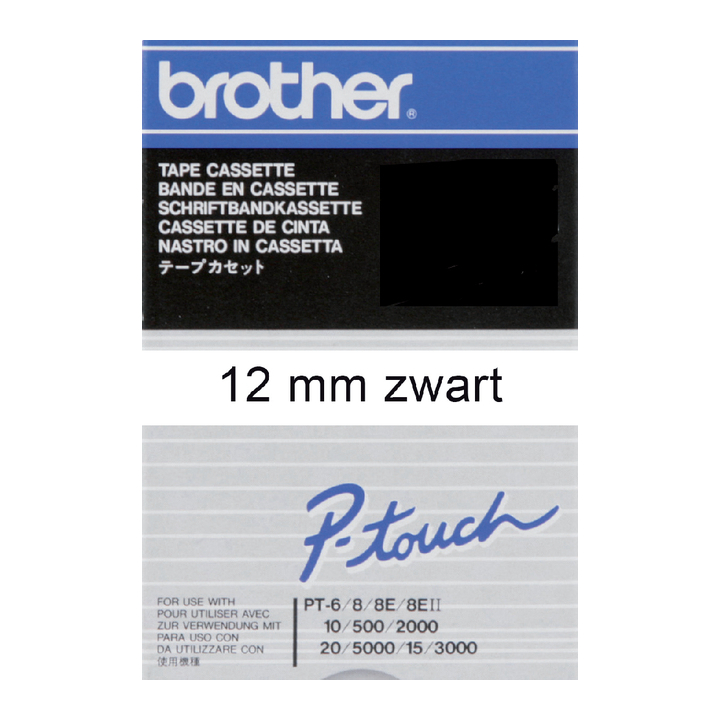 Lettertape brother p-touch tc201 12mm wit/zwart - 0