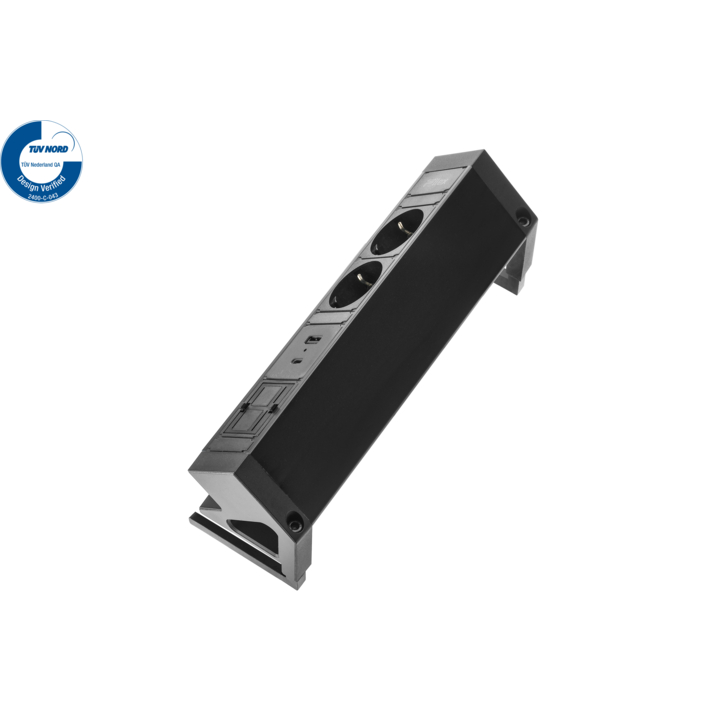 Filex, Power Desk Up2.0, 2x 230V, keystone, 1xUSB A+C, zwart - 2