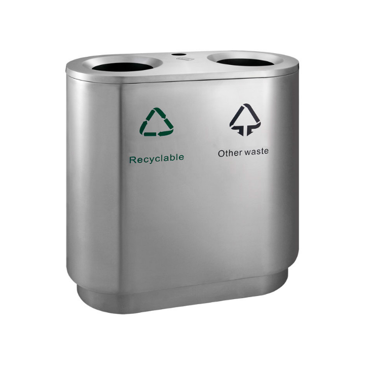 Afvalscheidingsbak, 2x41 liter, mat RVS, VB 667796 - 0