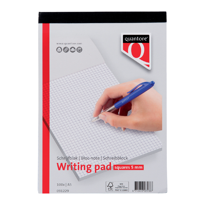 Schrijfblok quantore a5 ruit 5x5 60gram - 0