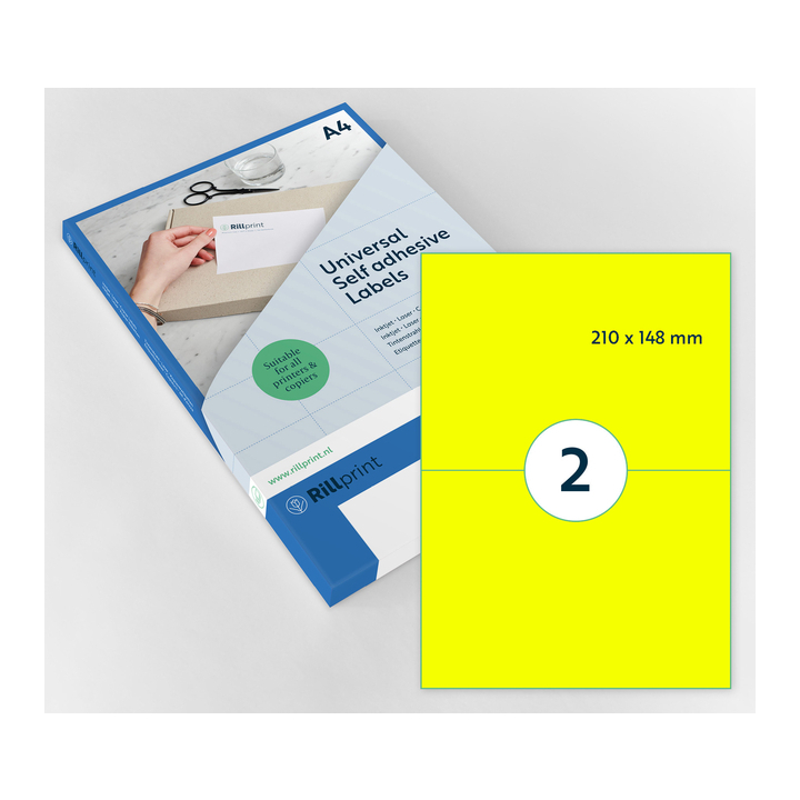 Etiket rillprint 210x148mm fluorgeel 200 etiketten(b84123) - 0
