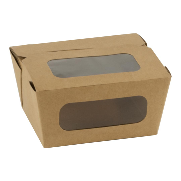 Take Away box, kraft, met venster, 110x90x63mm (450 stuks) - 0