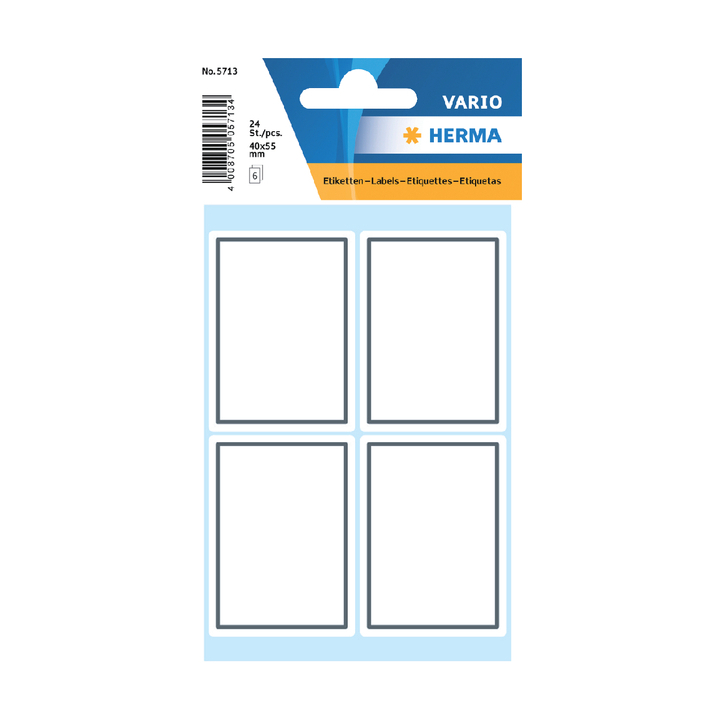 Etiket herma 5713 boek 40x55mm grijze rand - 0