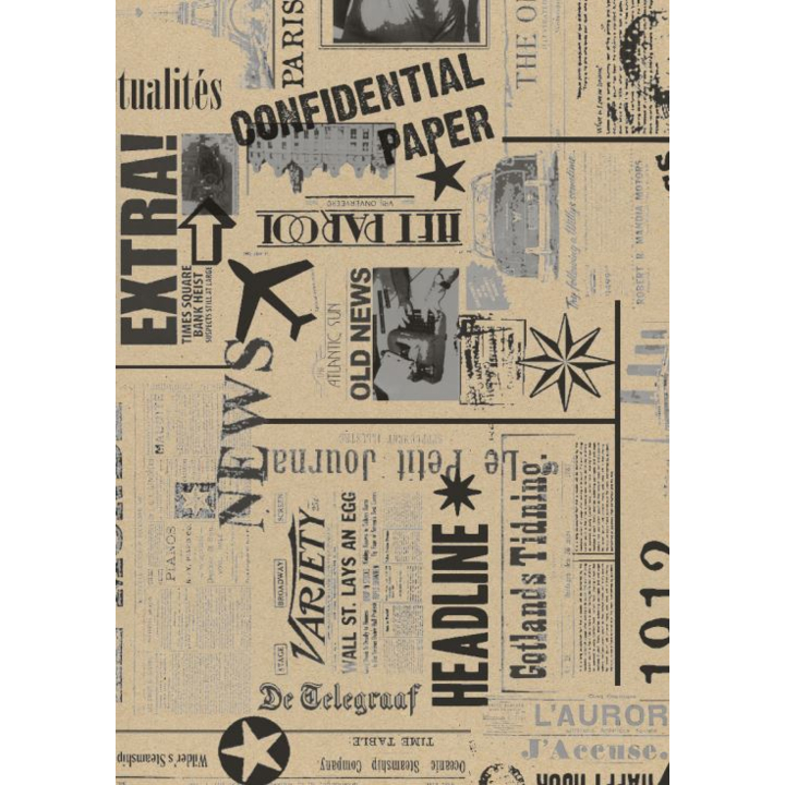 Cadeaupapier, 50cm x 250m, K101352/2, Newspaper Black-Silver - 0