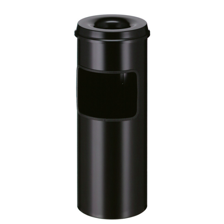 Metalen afvalbak met ashouder, 30 liter, zwart, VB 150195 - 0