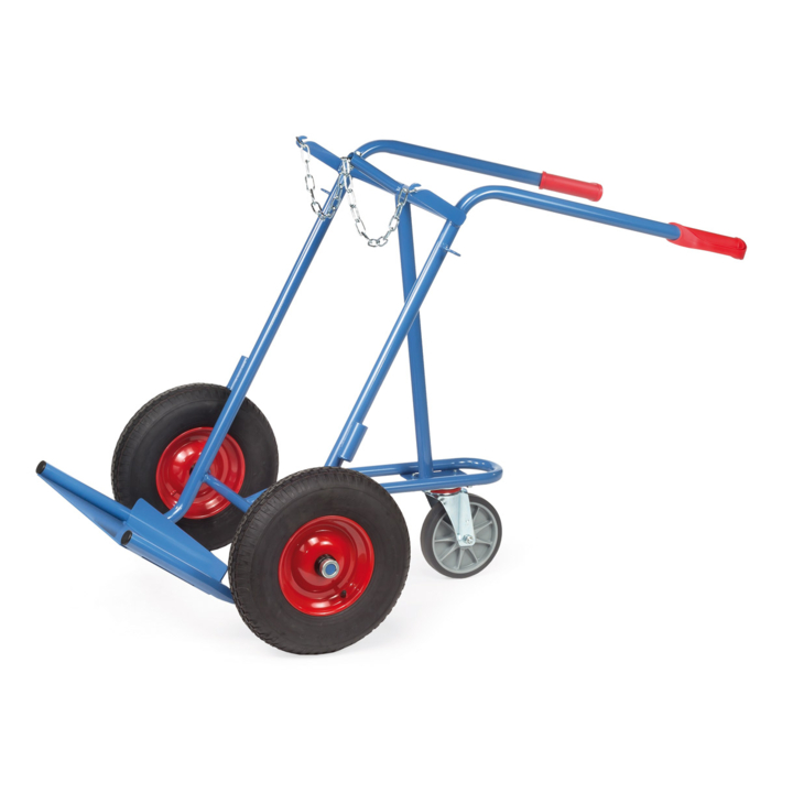 Gasflessenwagen met steunwiel, Draagverm. 150kg Luchtbanden - 0