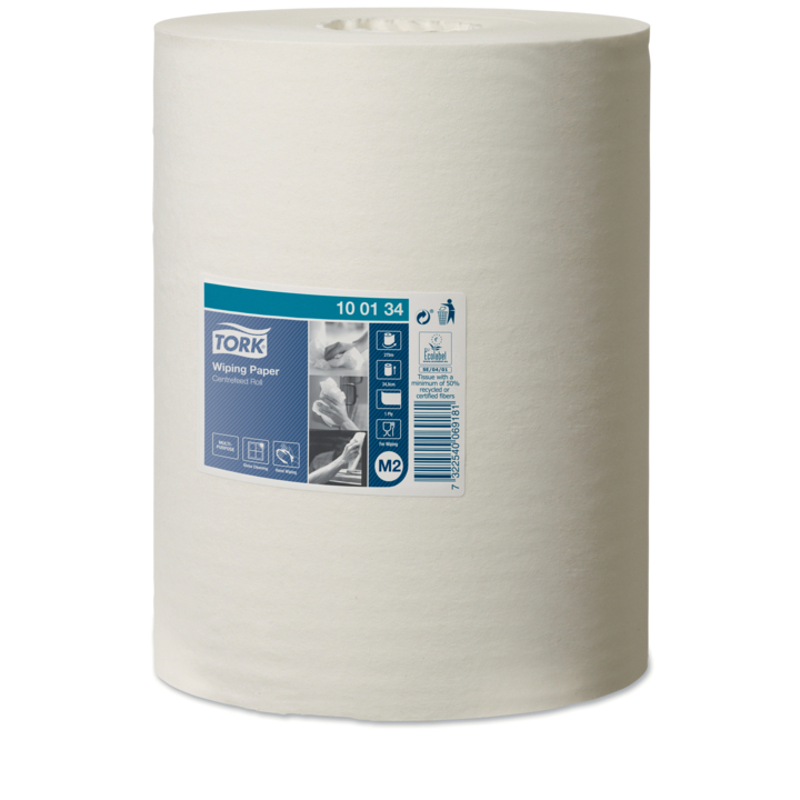 Tork Advanced | Midi Poetsrol | 275 Meter | 1-Laags | Recycled | M2 | Wit | 100134 (6 stuks) - 1