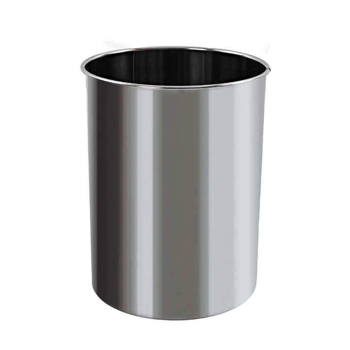 Metalen papierbak, rond, 15 liter, RVS, VB 100104 - 0