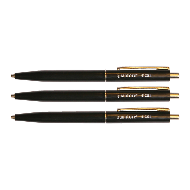 Balpen quantore retractable en metalen clip zwart - 0