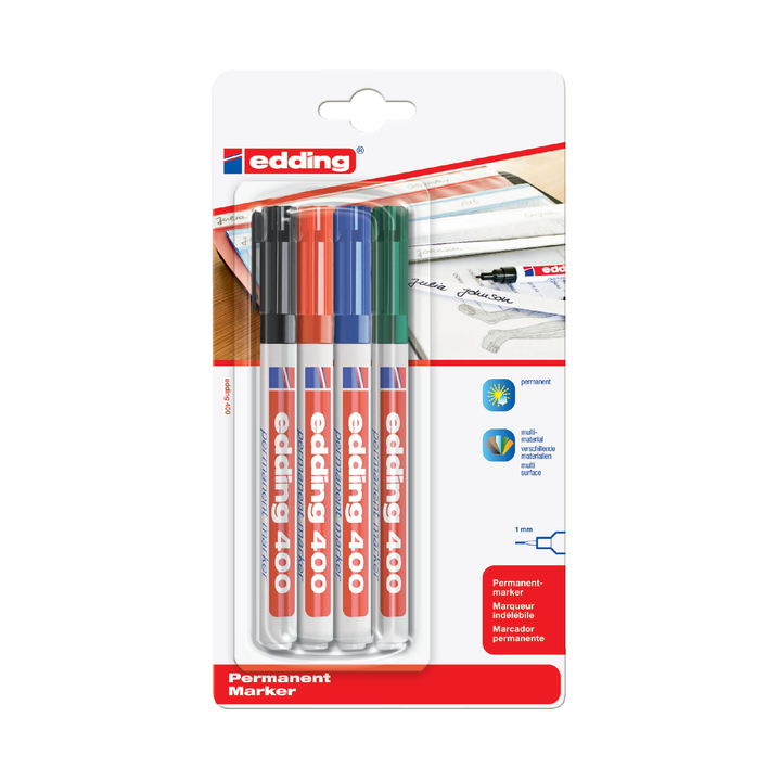 Viltstift edding 400 perm rond 1mm ass - 0