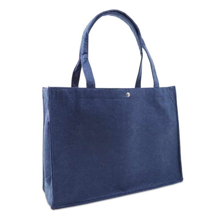 Draagtas, 45+15x33cm, vilt met drukknoop, d.blauw (50 stuks) - 0