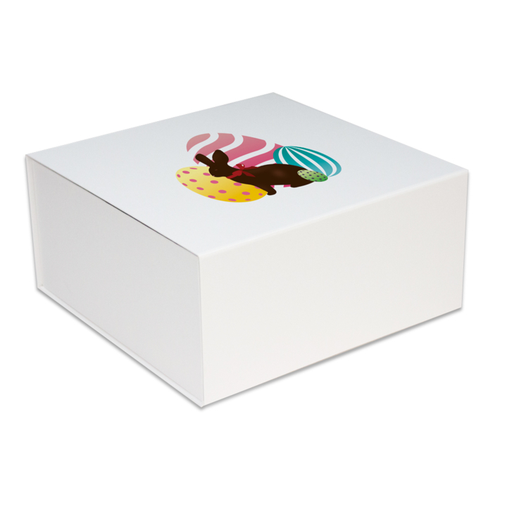 Luxe pasen magneetdozen,Easter eggs, 23x23x11cm, wit, (25st) - 0