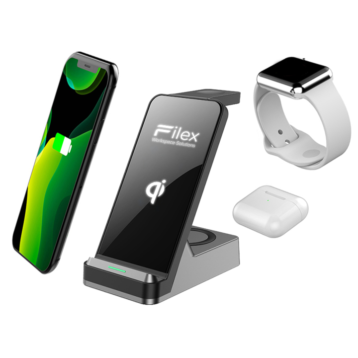 Filex, 3 in 1 Wireless Quick Charger, zwart - 0