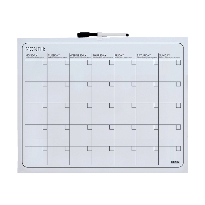 Planbord maand desq 40x50cm randloos + marker magnetisch(421 - 0
