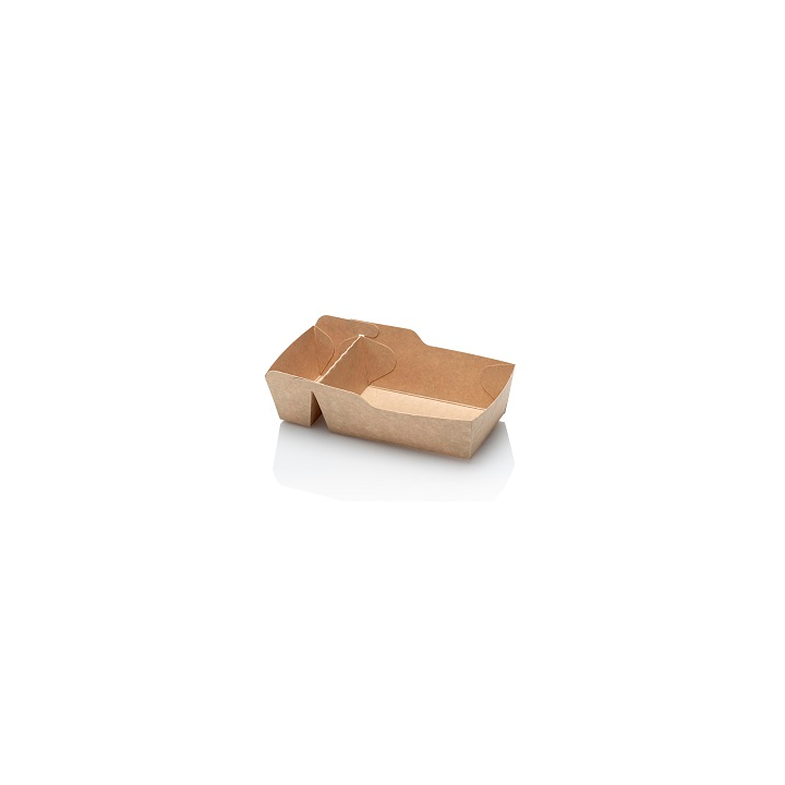 Snackbakje, kraft, A23, 90x70x35mm+ saus (5x100 stuks) - 0