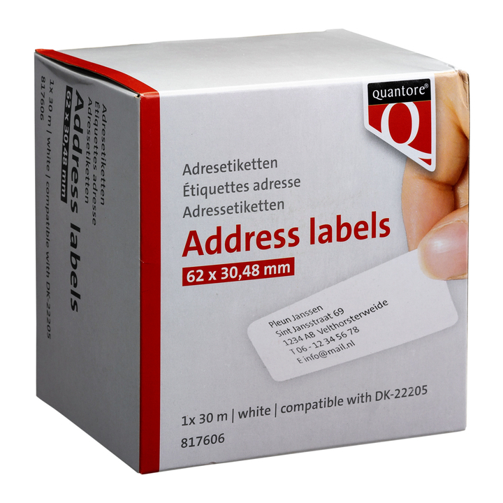 Label etiket quantore dk-22205 62mmx30.48m wit(q22205) - 0