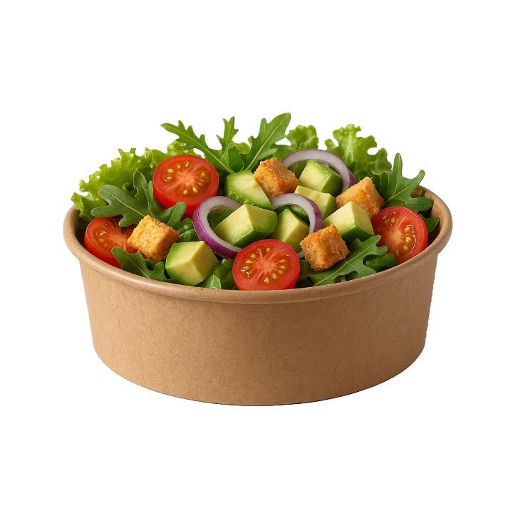 Kraft saladeschaal, PE coating, 1300ml, 184mm (50 stuks) - 1
