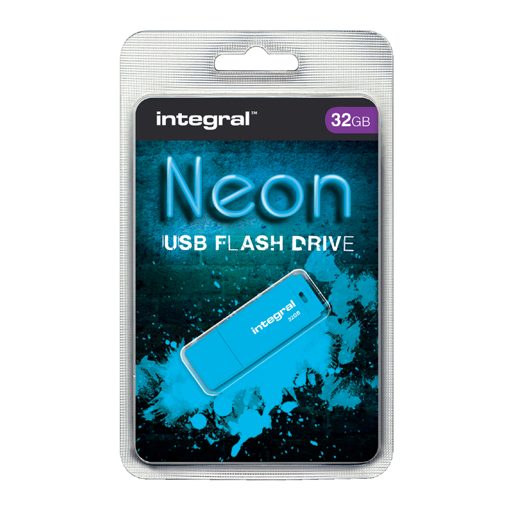 Usb-stick integral fd 32gb neon blauw(infd32gbneonb) - 0