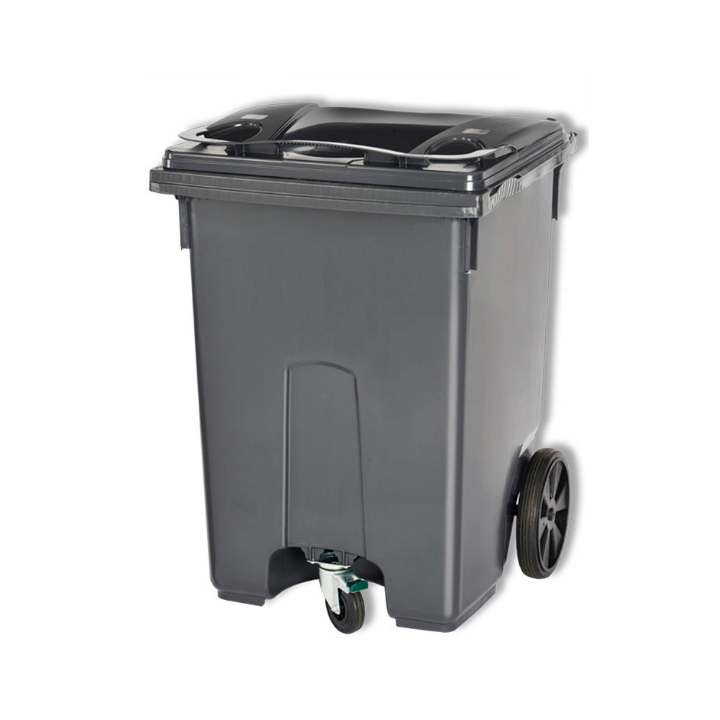 Rolcontainer met zwenkwiel, 360 liter, grijs, VB 400400 - 0