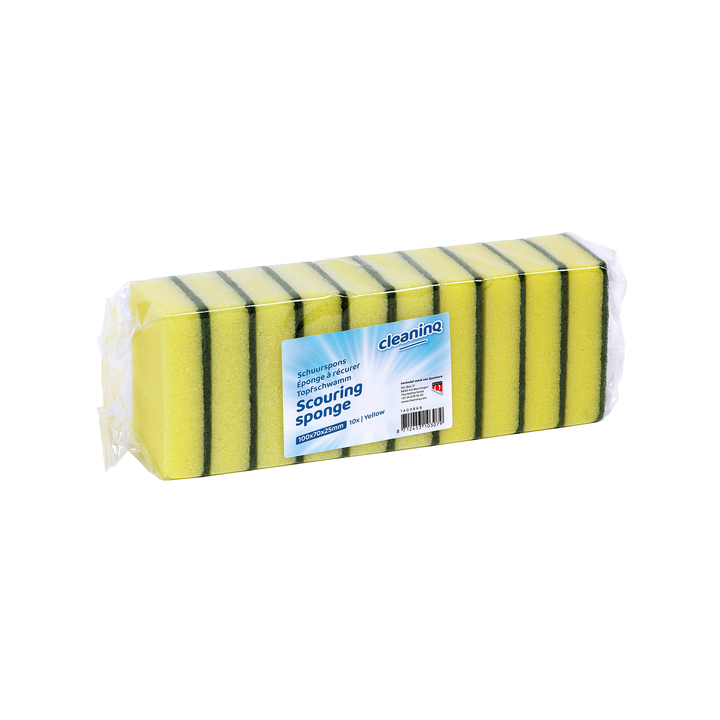 Qleaninq, schuurspons, 100x70mm, geel/groen, 105064 (10 stuks) - 0