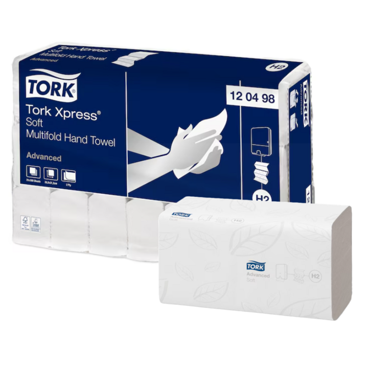 Tork Xpress | Papieren Handdoekjes | 25,5x21,2cm | 2-Laags | H2 | Wit | 120498 (3780 stuks) - 0