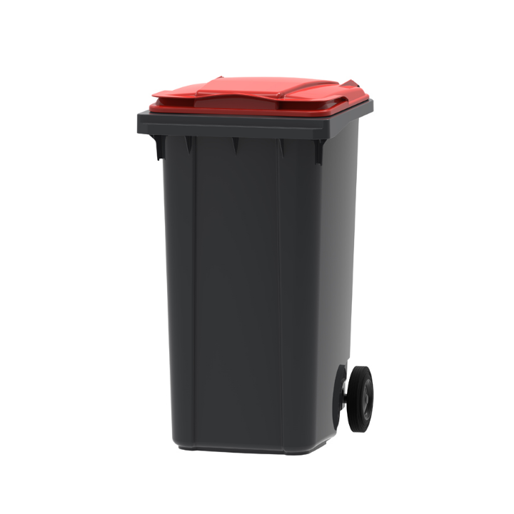 Rolcontainer, 240 liter, grijs/rood, VB 240000 - 0