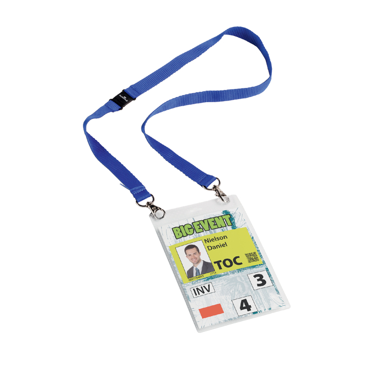 Badge Durable voor evenementen A6 met koord blauw pak 10 st - 0