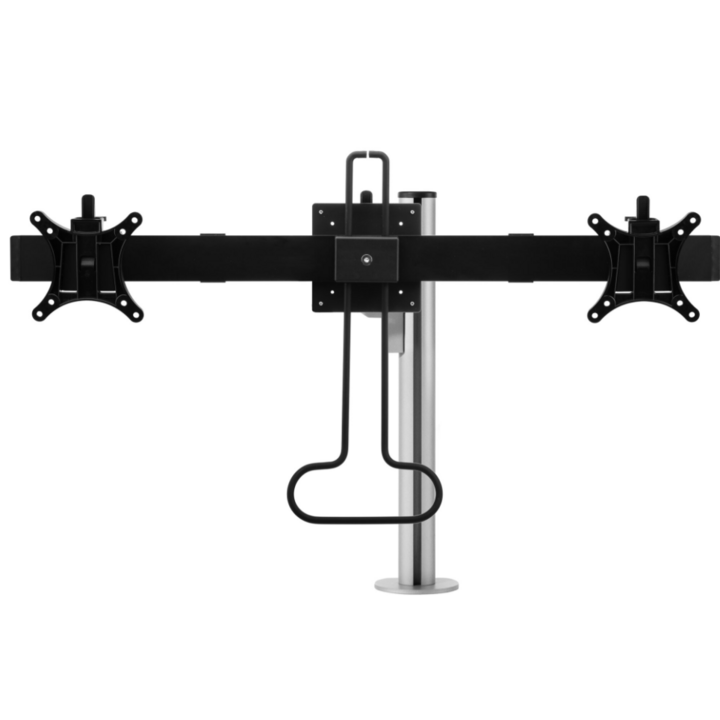 Galaxy Dubbel Monitorarm met Crossbar, zilver - 0