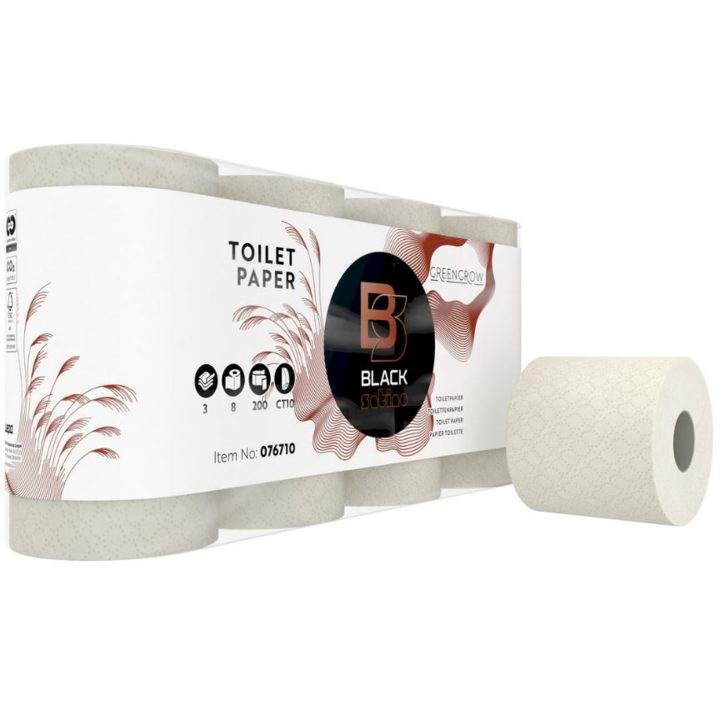 BlackSatino GreenGrow | Toiletpapier | 200 Vel | 3-Laags | CT10 | Lichtbeige | 076710 (48 stuks) - 0