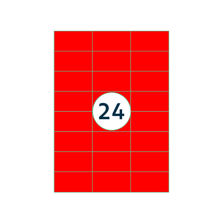 Etiket rillprint 70x37mm fluorrood 2400 etiketten(b84212) - 2