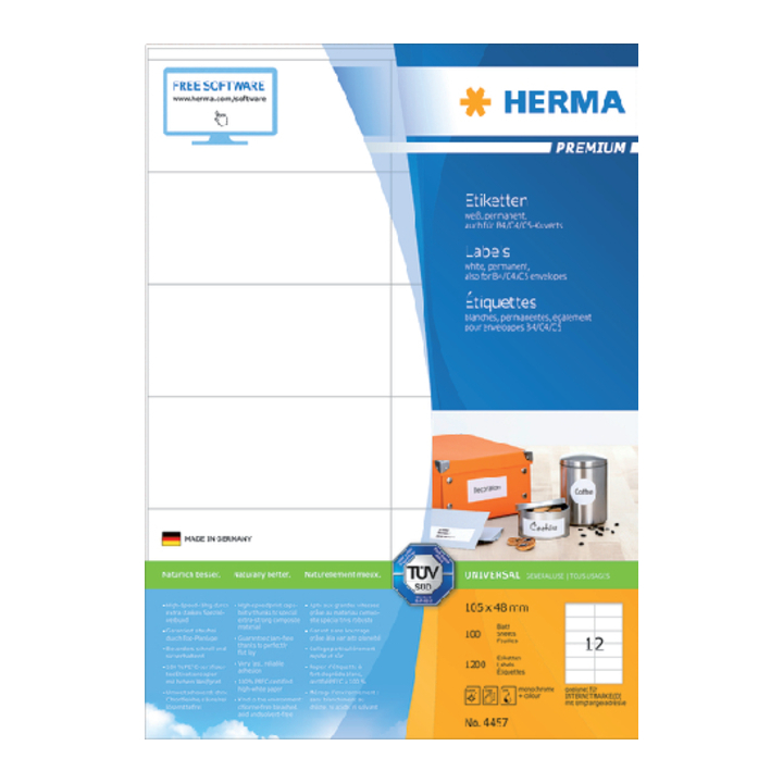 Etiket herma superprint 4457 105x48mm 1200st - 0