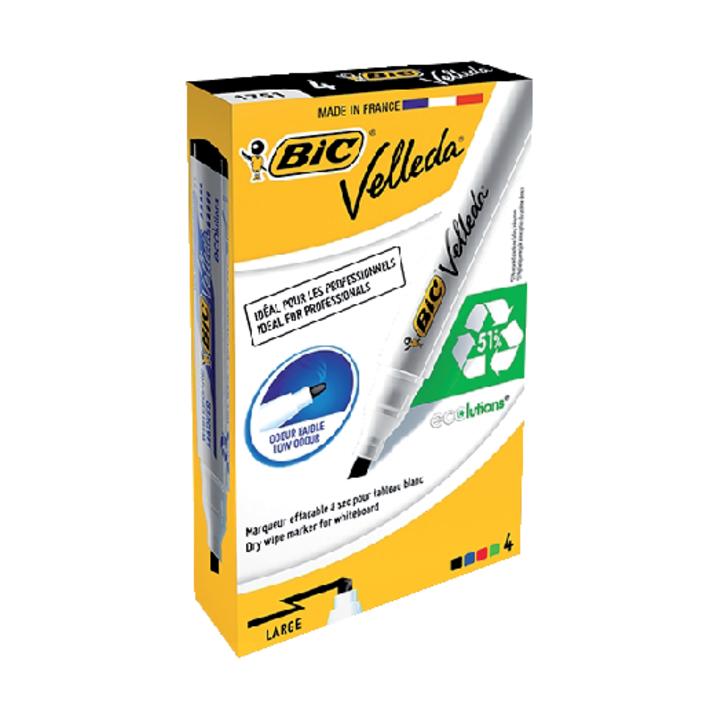 Viltstift bic 1754 whiteboard schuin 3-5.5mm 4st - 0