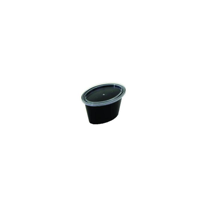 Portiecup + deksel, 60cc, zwart (500 stuks) - 0
