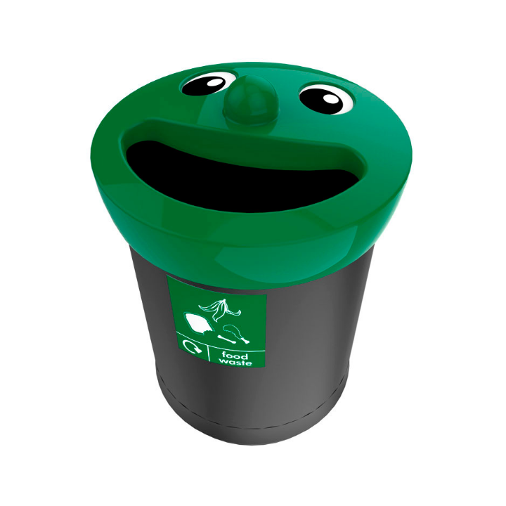 Smiley face afvalbak, 52 liter, zwart/groen, VB 719440 - 0