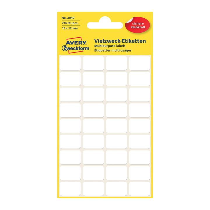 Etiket avery zweck 3042 18x12mm 216st - 0