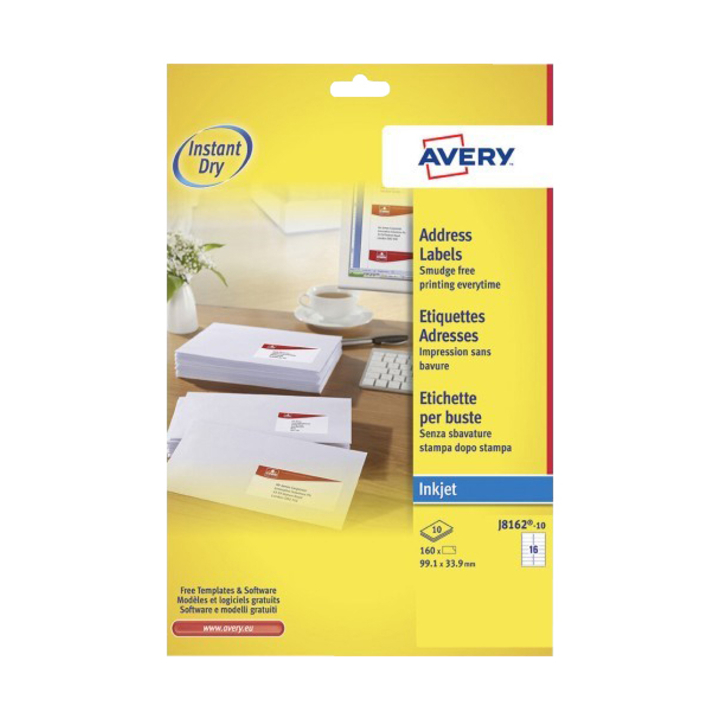 Etiket avery j8162-10 99.1x33.9mm 160st - 0
